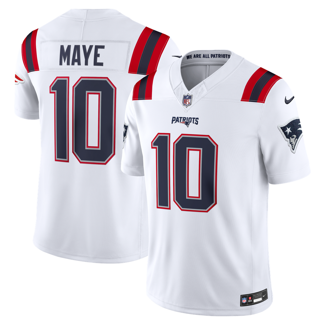 Men's New England Patriots Drake Maye Nike Red Alternate Vapor F.U.S.E. Stitched Limited Jersey