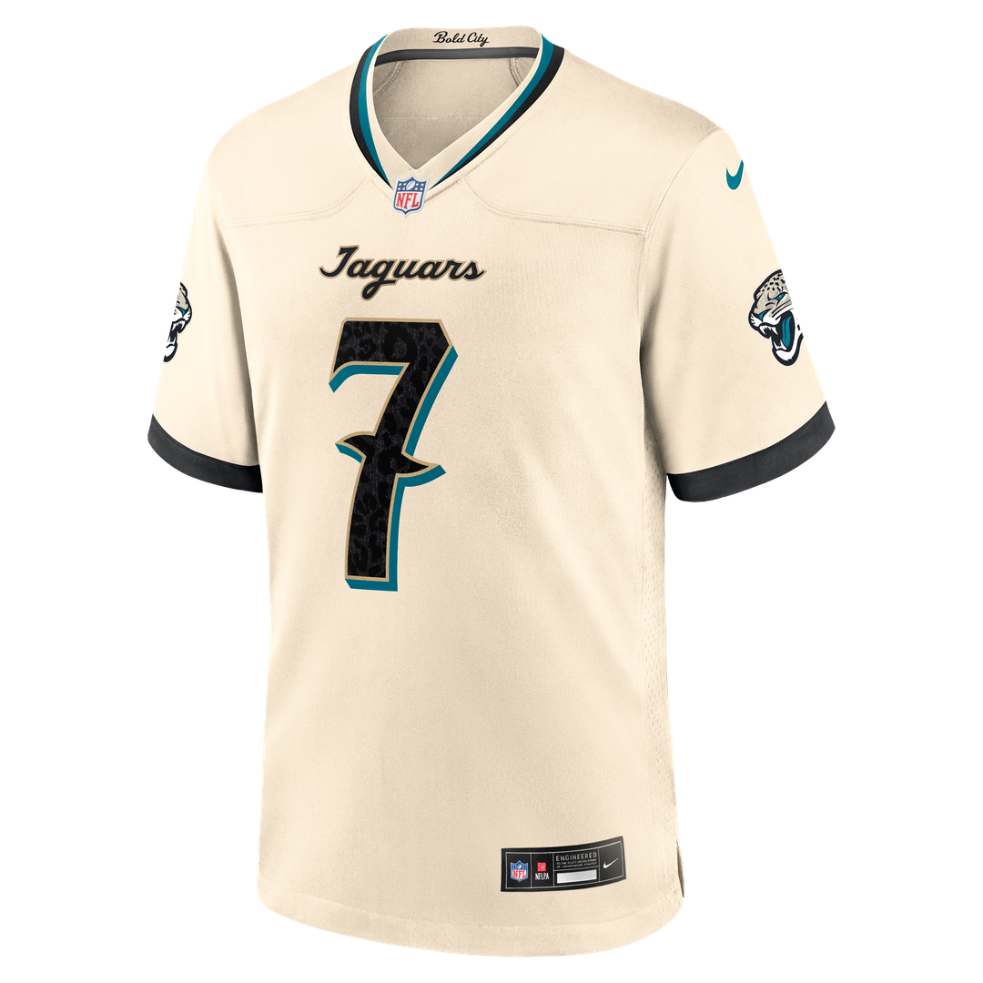 Men's Jacksonville Jaguars Brian Thomas Jr. Nike Natural 2026 Rivalries Collection Game Jersey