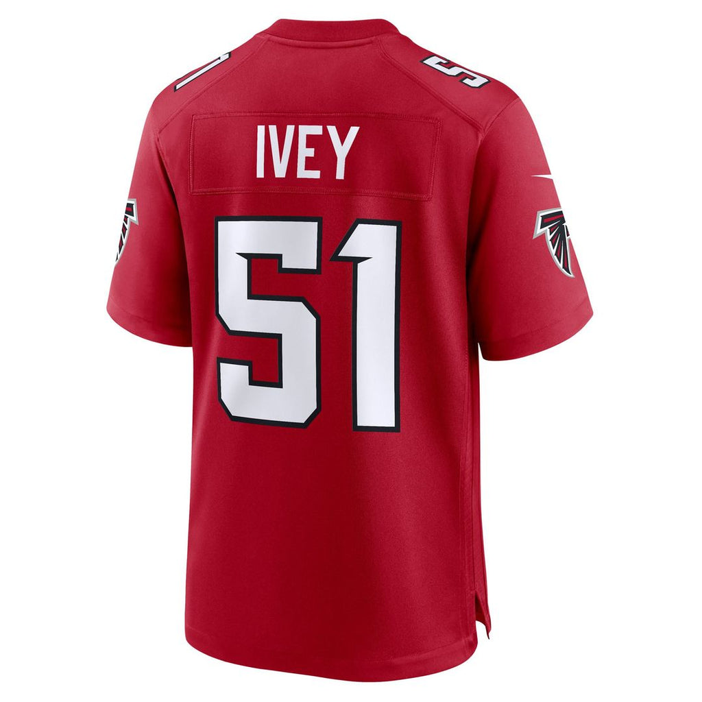 Men's Atlanta Falcons Jared Ivey Nike Red Team Game Jersey