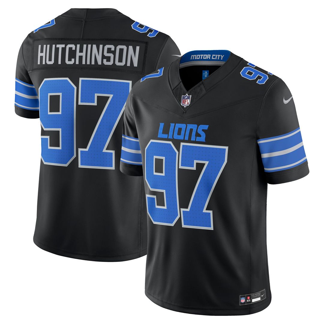 Men's Detroit Lions Aidan Hutchinson Nike Blue Team Vapor F.U.S.E. Stitched Limited Jersey
