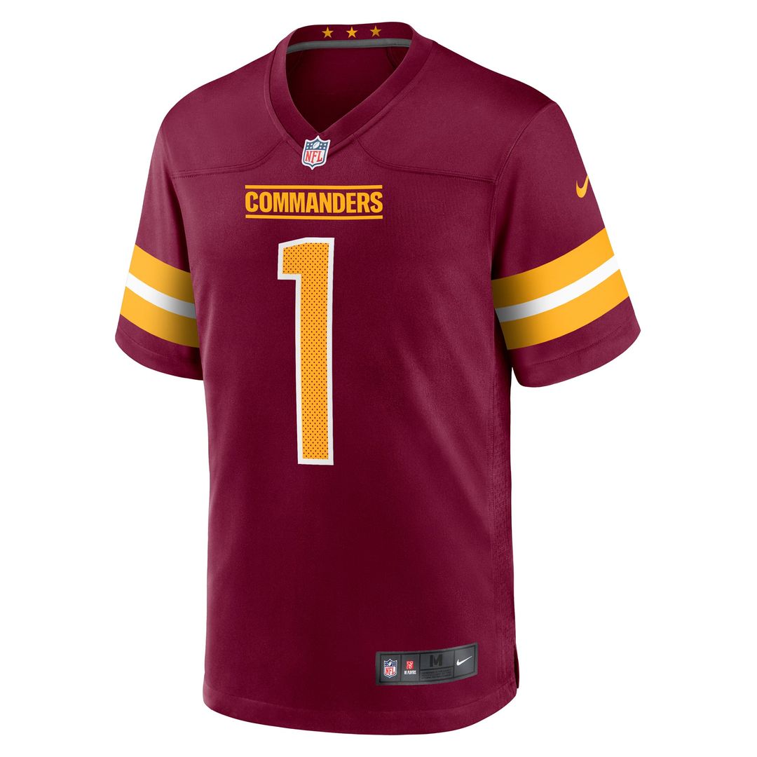 Men's Washington Commanders Number 1 Groom Nike Burgundy Game Jersey