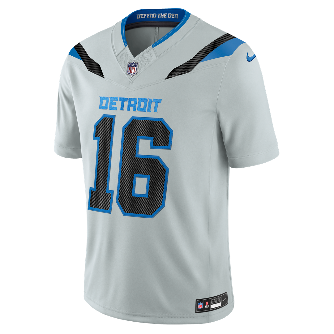 Men's Detroit Lions Jared Goff Nike Silver 2026 Rivalries Collection Stitched Limited Jersey