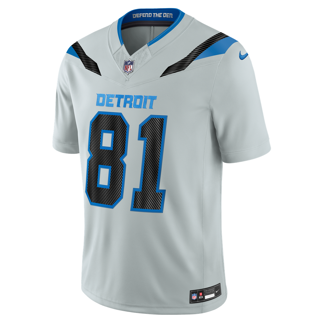 Men's Detroit Lions Calvin Johnson Nike Silver 2026 Rivalries Collection Stitched Limited Jersey