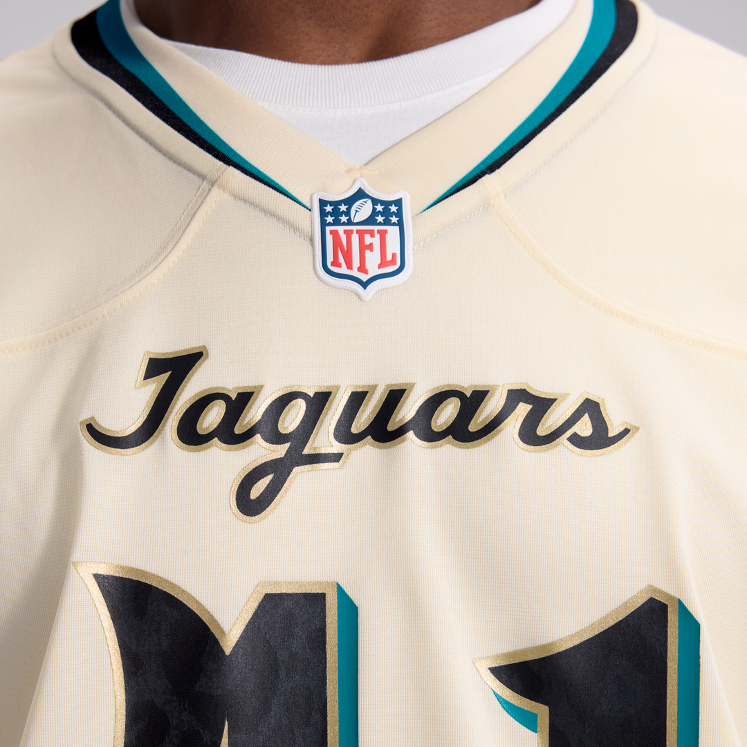 Men's Jacksonville Jaguars Josh Hines-Allen Nike Natural 2026 Rivalries Collection Game Jersey
