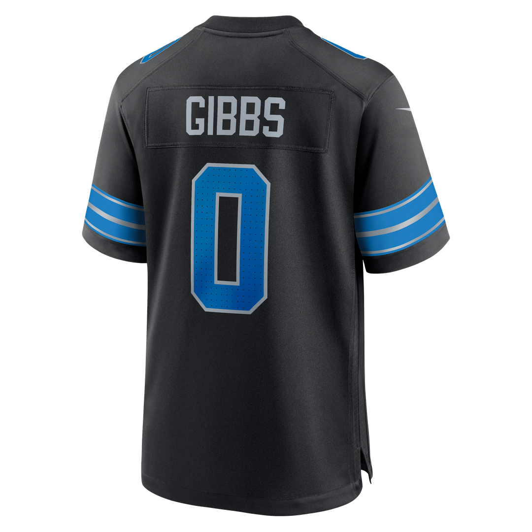 Men's Detroit Lions Jahmyr Gibbs Nike Black 2nd Alternate Game Player Jersey