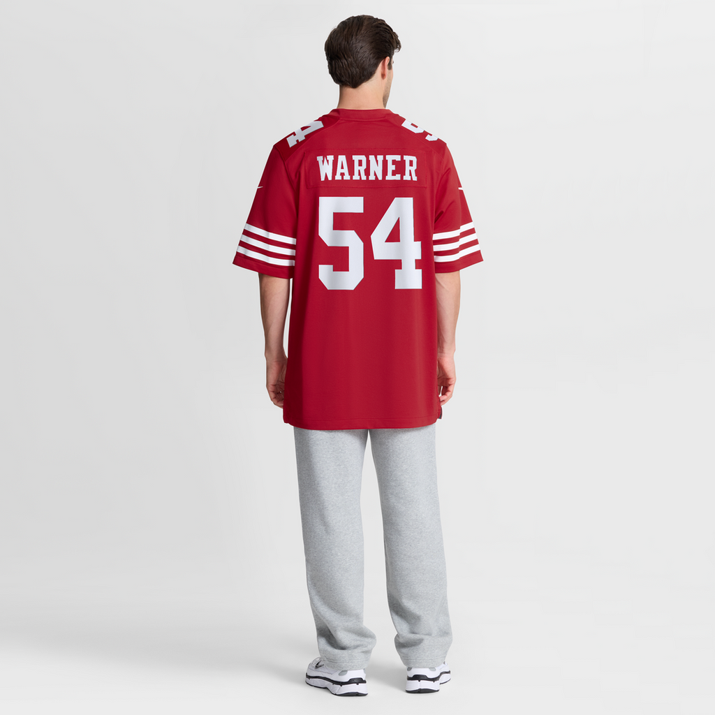 Men's San Francisco 49ers Fred Warner Nike Scarlet Team Game Player Jersey