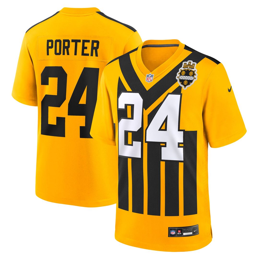 Men's Pittsburgh Steelers Joey Porter Jr. Nike Gold Alternate 1933 Throwback Game Jersey
