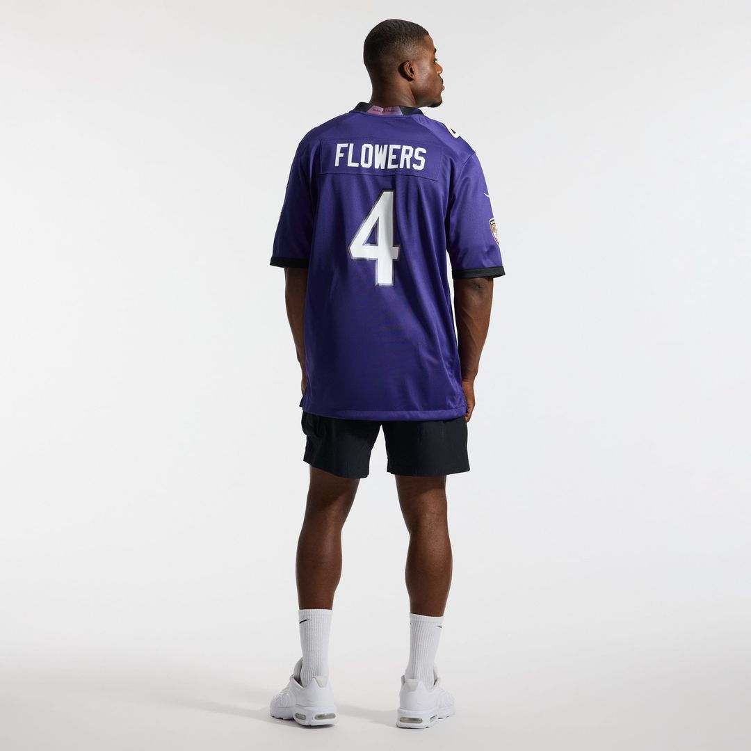 Men's Baltimore Ravens Zay Flowers Nike Purple Team Game Jersey