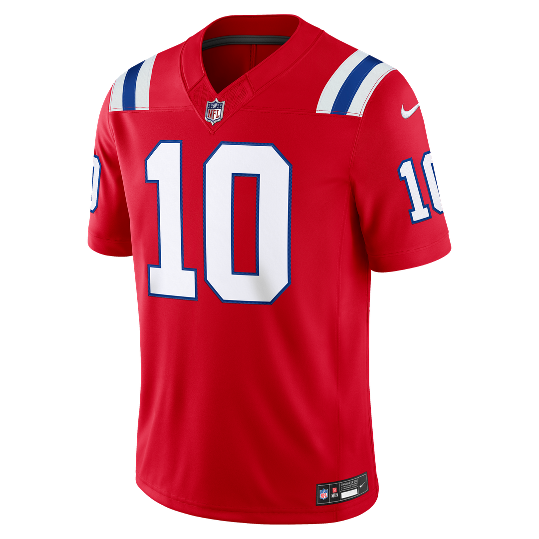 Men's New England Patriots Drake Maye Nike White Vapor F.U.S.E. Stitched Limited Jersey