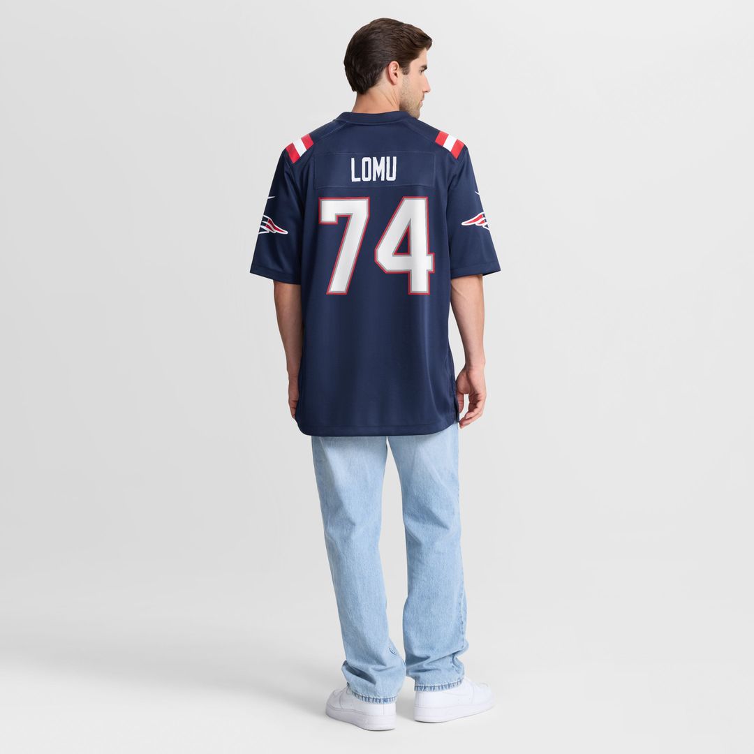 Men's New England Patriots Caleb Lomu Nike Navy Team Game Jersey