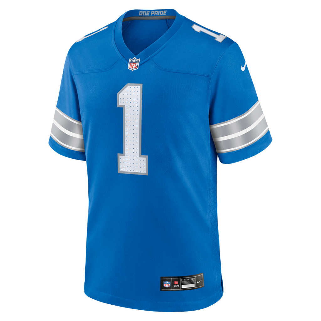 Men's Detroit Lions Number 1 Dad Nike Blue Game Jersey