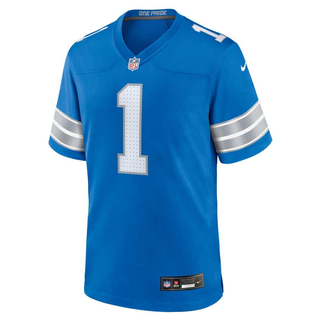 Men's Detroit Lions Number 1 Dad Nike Blue Game Jersey