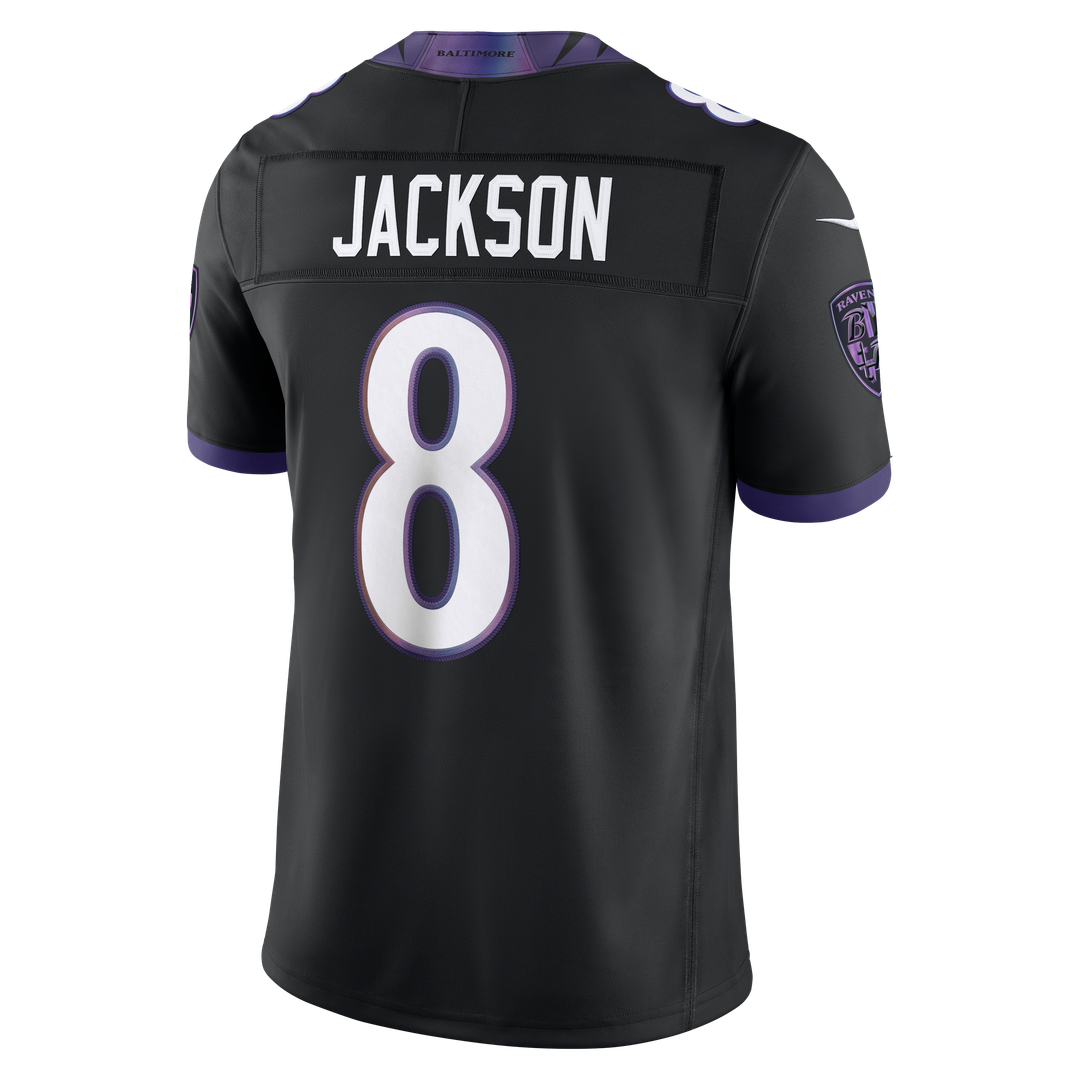 Men's Baltimore Ravens Lamar Jackson Nike Black Alternate Alternate Vapor F.U.S.E. Stitched Limited Jersey