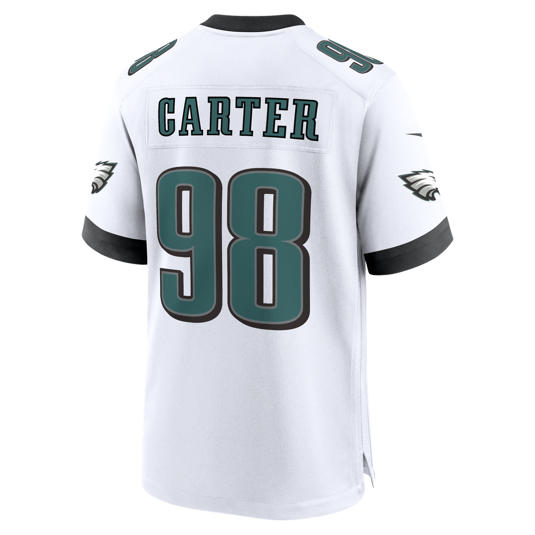 Men's Philadelphia Eagles Jalen Carter Nike White Game Jersey