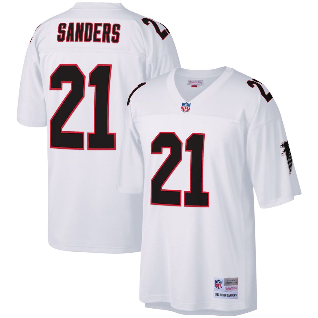 Men's Atlanta Falcons Deion Sanders Mitchell & Ness Red Legacy Replica Jersey