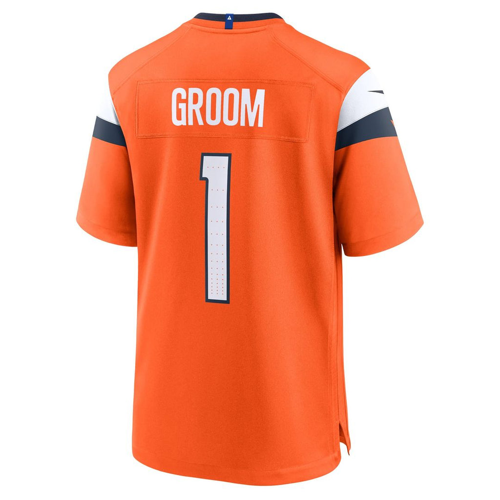Men's Denver Broncos Number 1 Groom Nike Orange Game Jersey