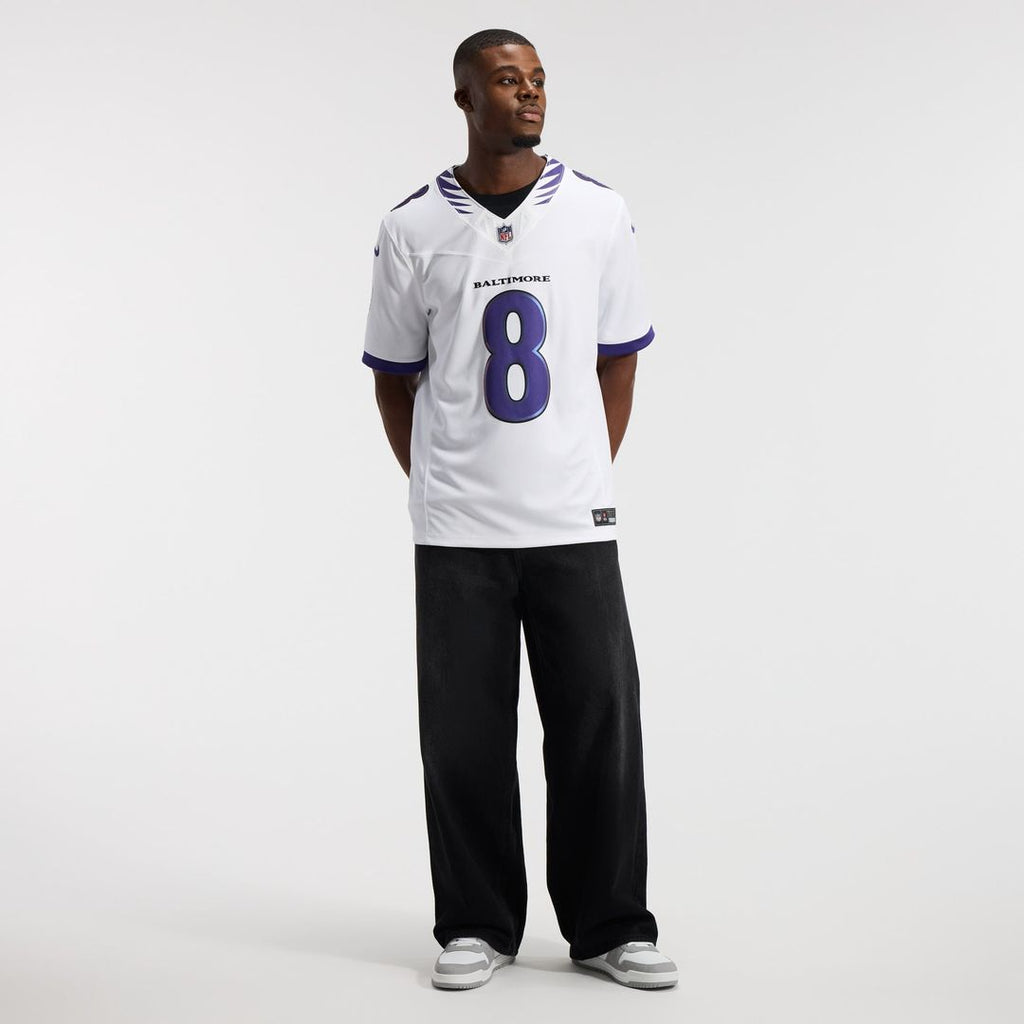Men's Baltimore Ravens Lamar Jackson Nike White Vapor F.U.S.E. Stitched Limited Jersey