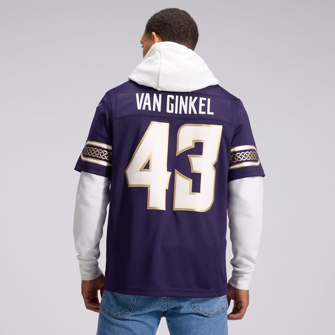 Men's Minnesota Vikings Andrew Van Ginkel Nike Purple 2026 Rivalries Collection Stitched Limited Jersey