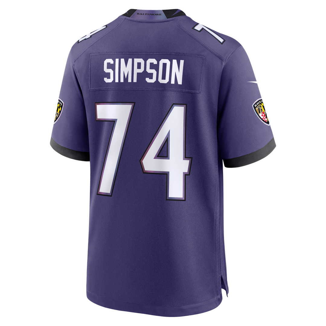 Men's Baltimore Ravens John Simpson Nike Purple Team Game Jersey