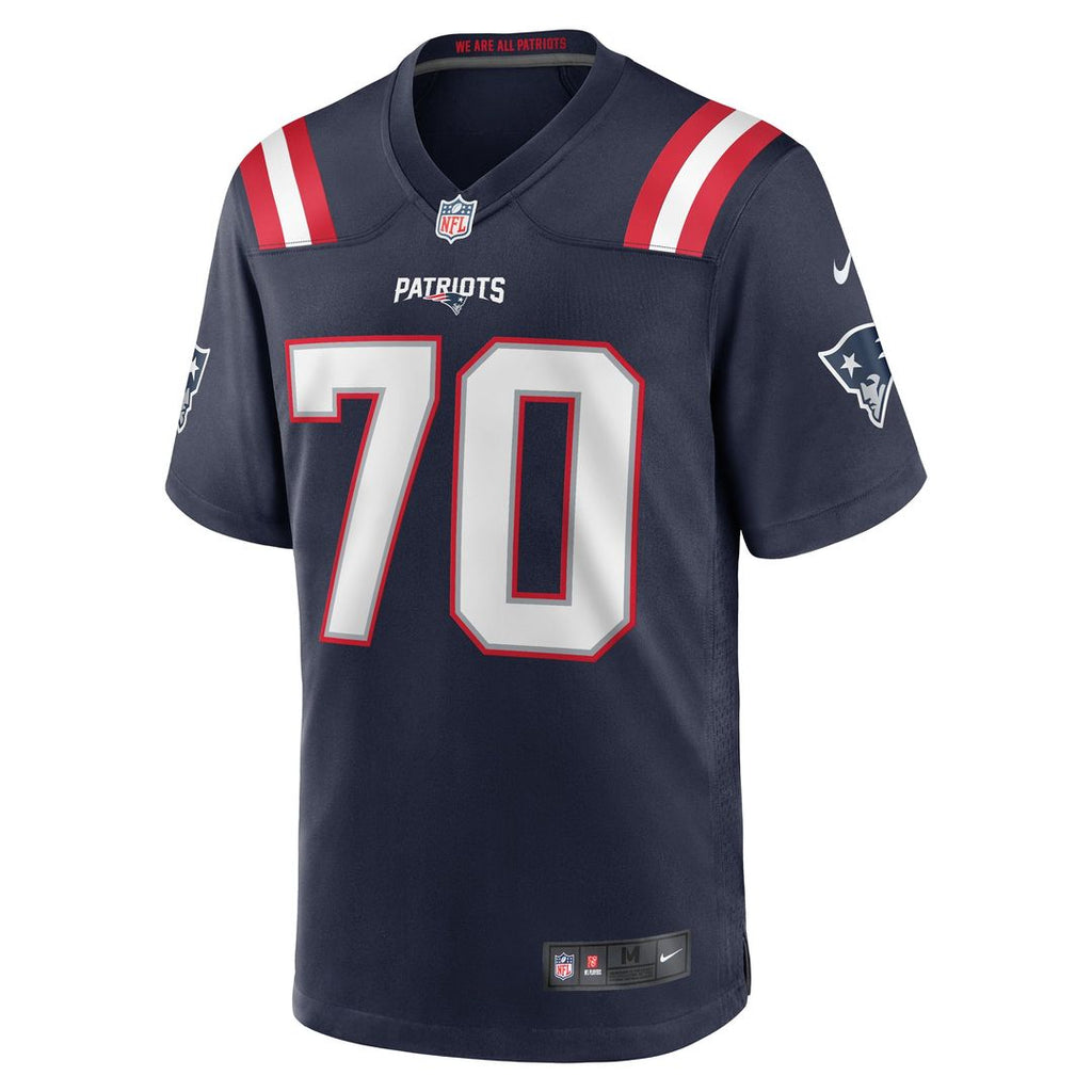 Men's New England Patriots Caedan Wallace Nike  Navy  Game Jersey