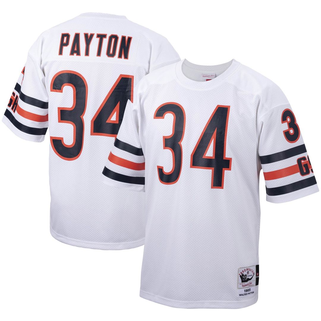 Men's Chicago Bears 1985 Walter Payton Mitchell & Ness White Authentic Throwback Retired Player Jersey