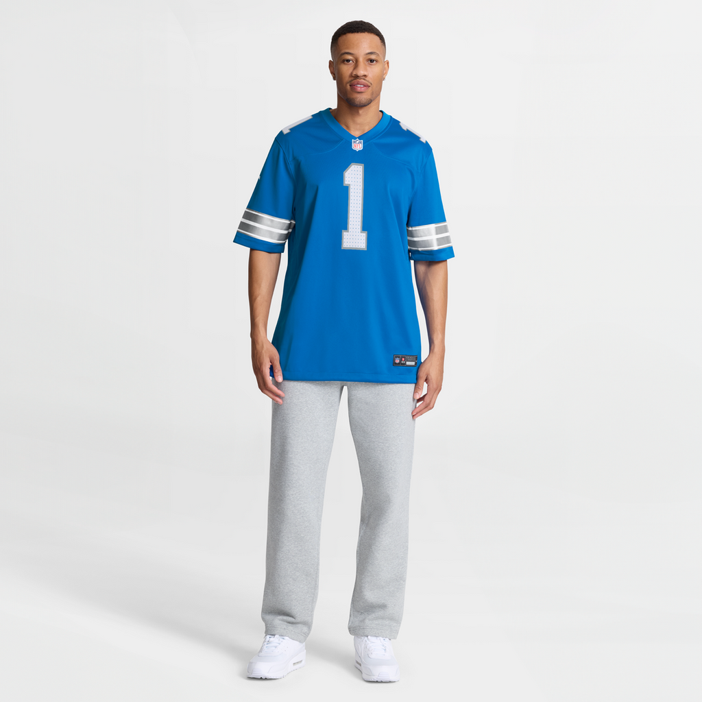 Men's Detroit Lions Number 1 Dad Nike Blue Game Jersey