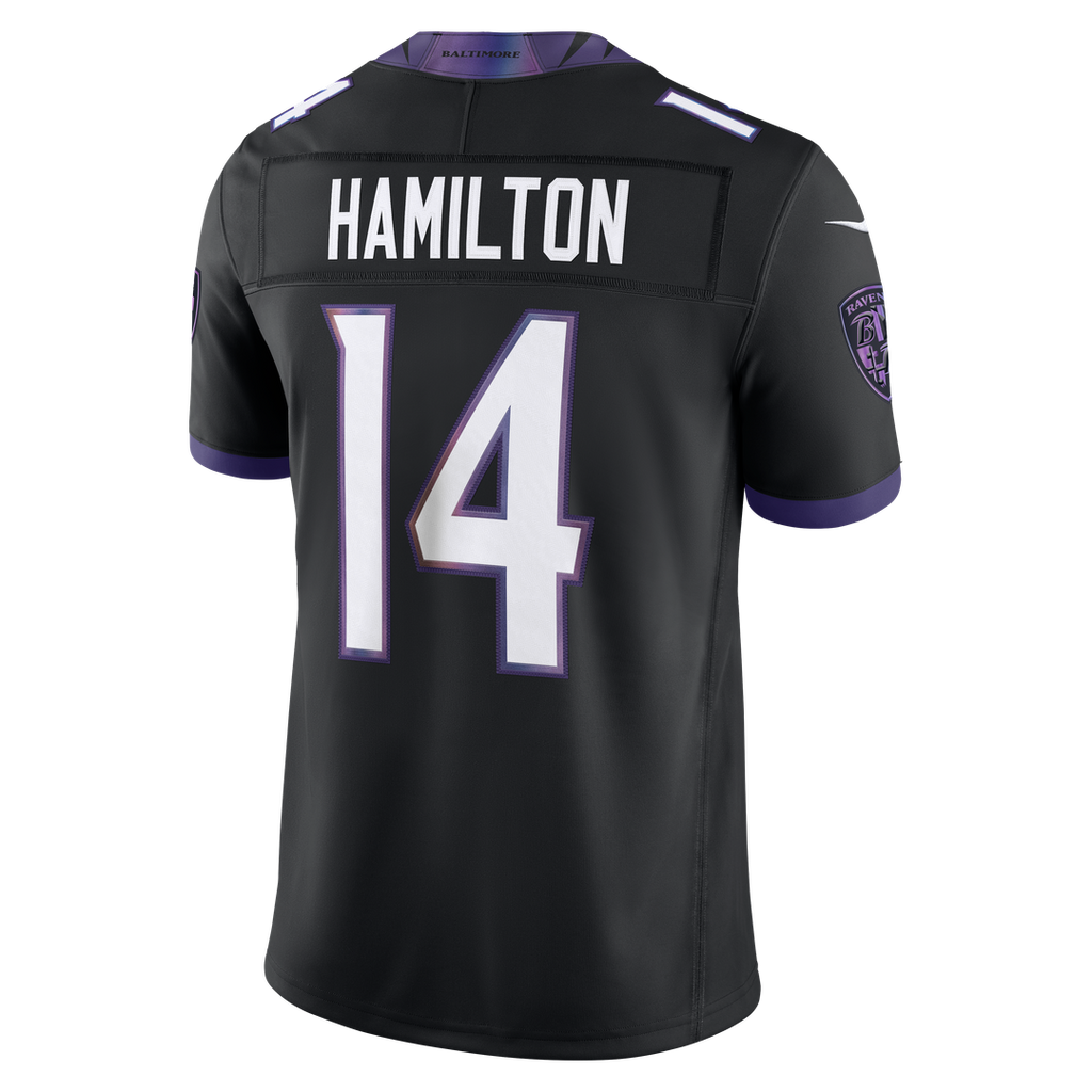 Men's Baltimore Ravens Kyle Hamilton Nike Black Alternate Vapor F.U.S.E. Stitched Limited Jersey