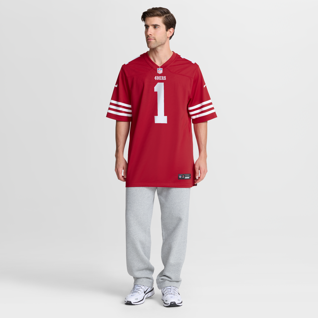 Men's San Francisco 49ers Number 1 Groom Nike Scarlet Game Jersey