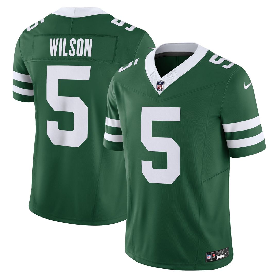 Men's New York Jets Garrett Wilson Nike Legacy White Vapor F.U.S.E. Limited Jersey