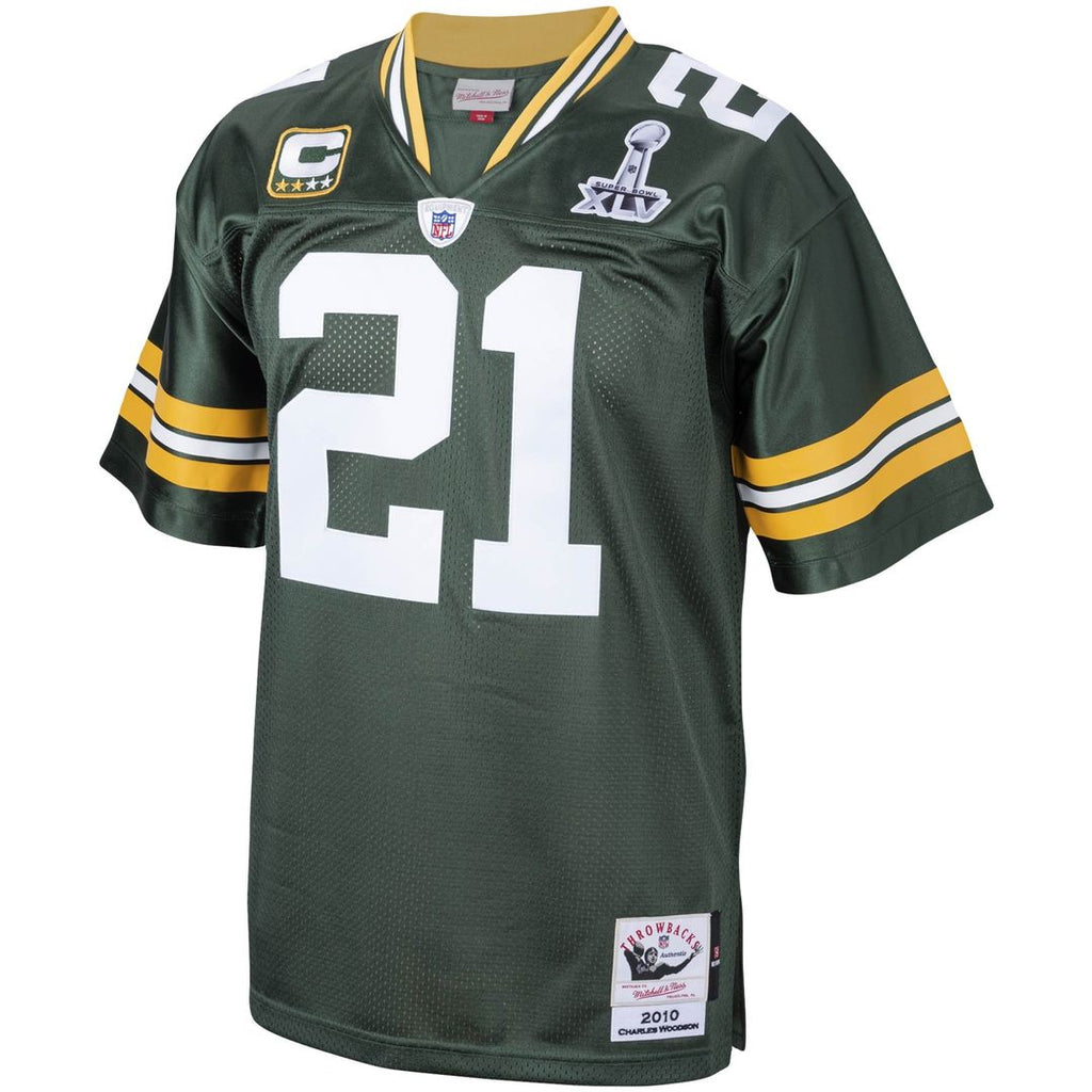 Men's Green Bay Packers 2010 Charles Woodson Mitchell & Ness Green Authentic Throwback Retired Player Jersey