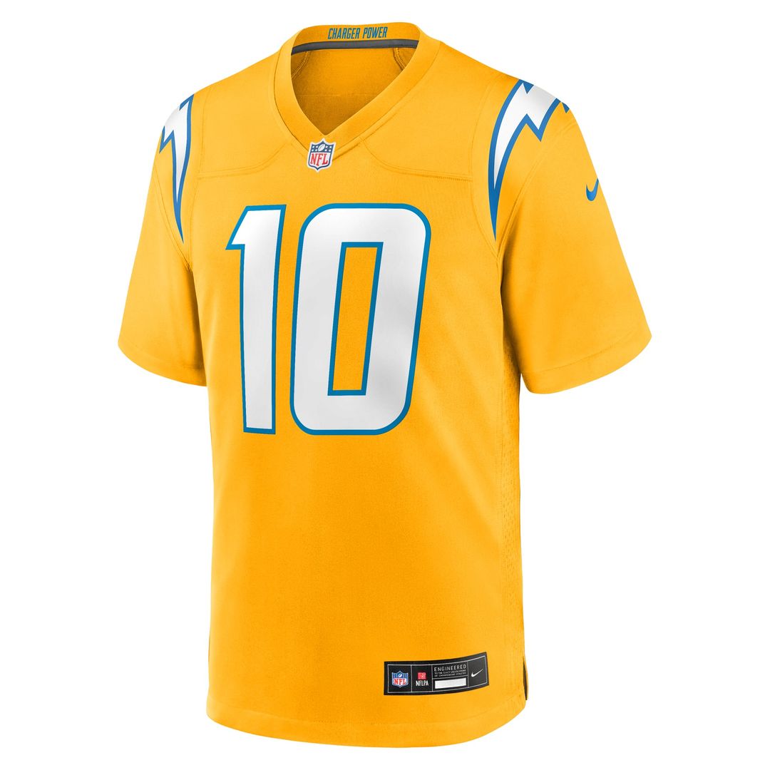 Men's Los Angeles Chargers Justin Herbert Nike Gold Alternate Charger Power Game Player Jersey