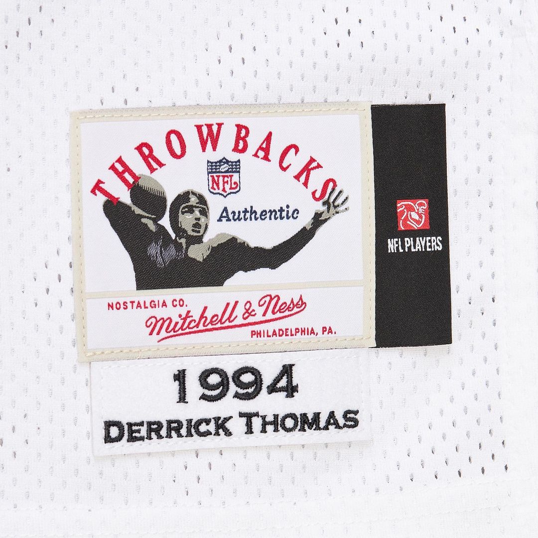 Men's Kansas City Chiefs 1994 Derrick Thomas Mitchell & Ness White Authentic Throwback Retired Player Jersey