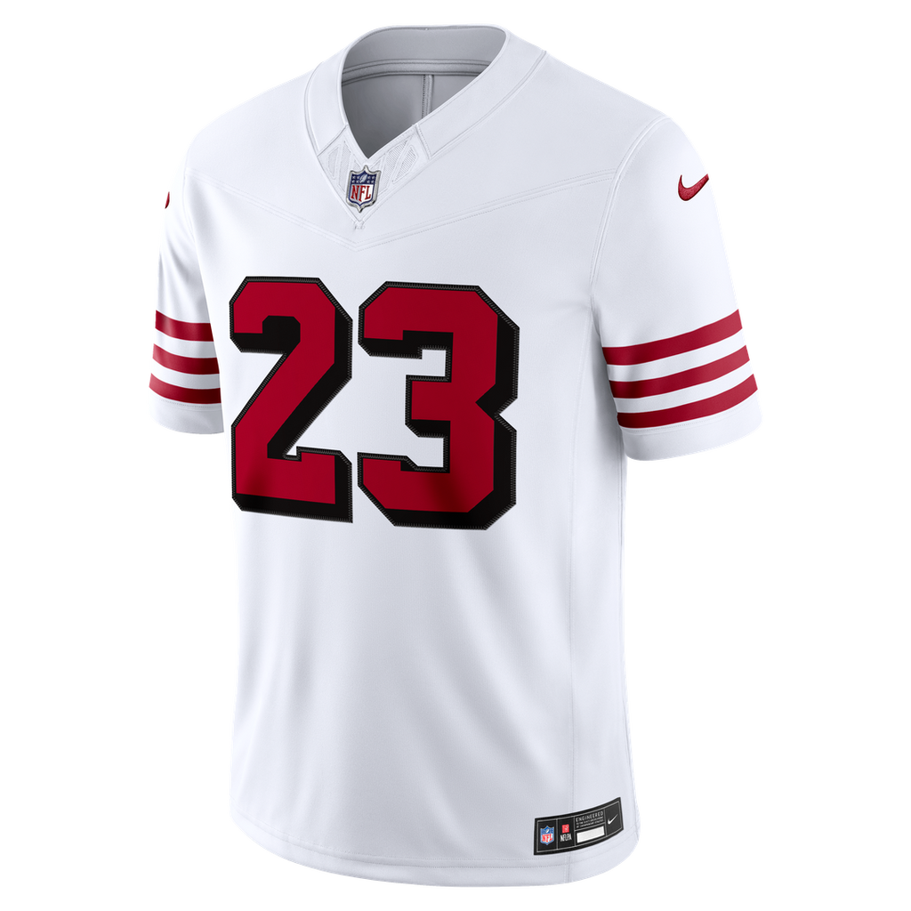 Men's San Francisco 49ers Christian McCaffrey Nike White Alternate Vapor F.U.S.E. Stitched Limited Jersey