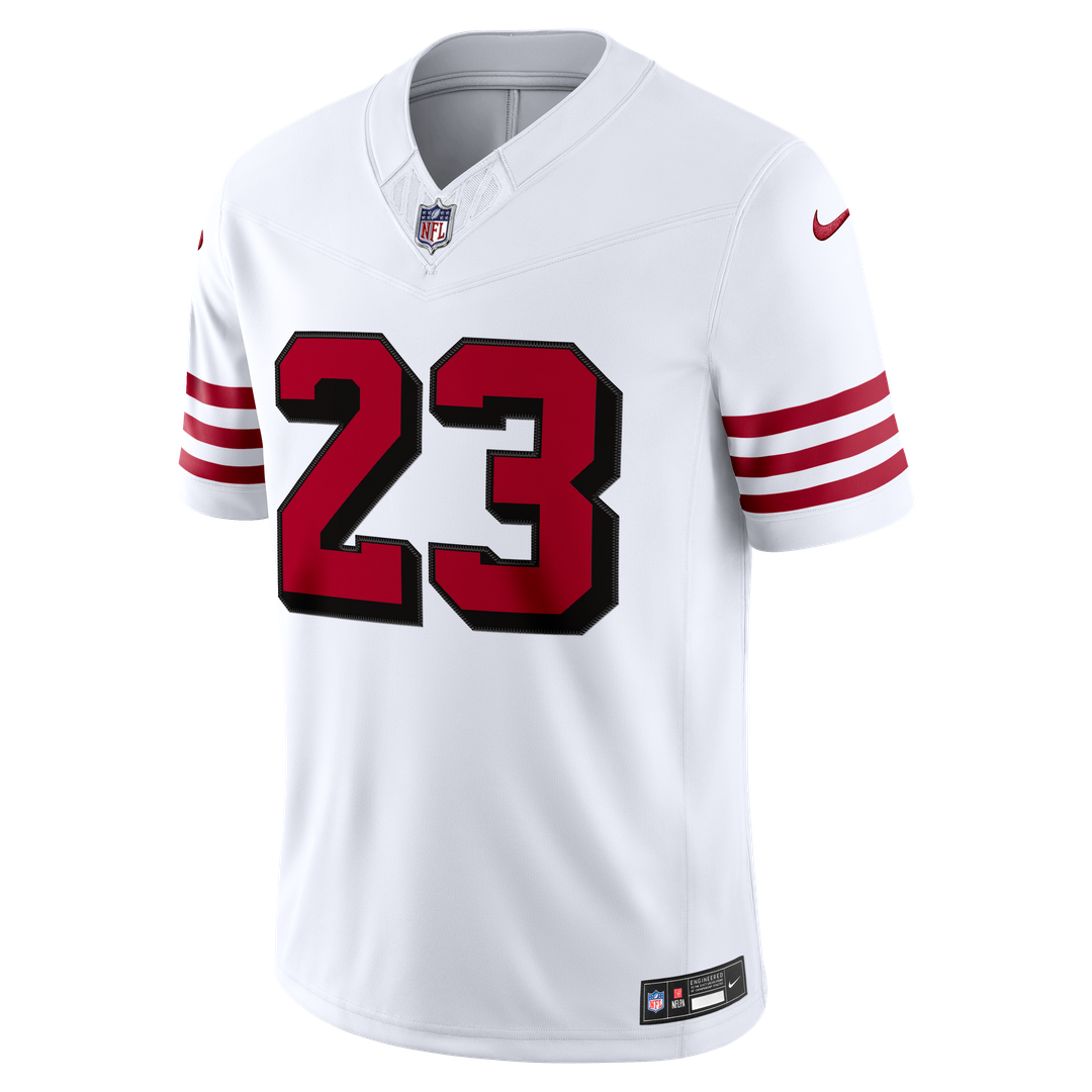 Men's San Francisco 49ers Christian McCaffrey Nike White Alternate Vapor F.U.S.E. Stitched Limited Jersey