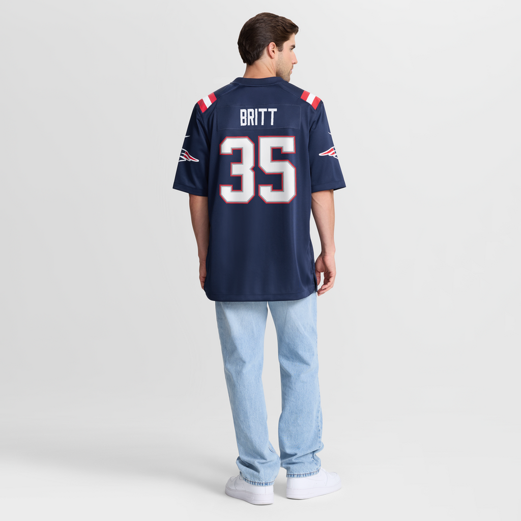 Men's New England Patriots K.J. Britt Nike Navy Team Game Jersey