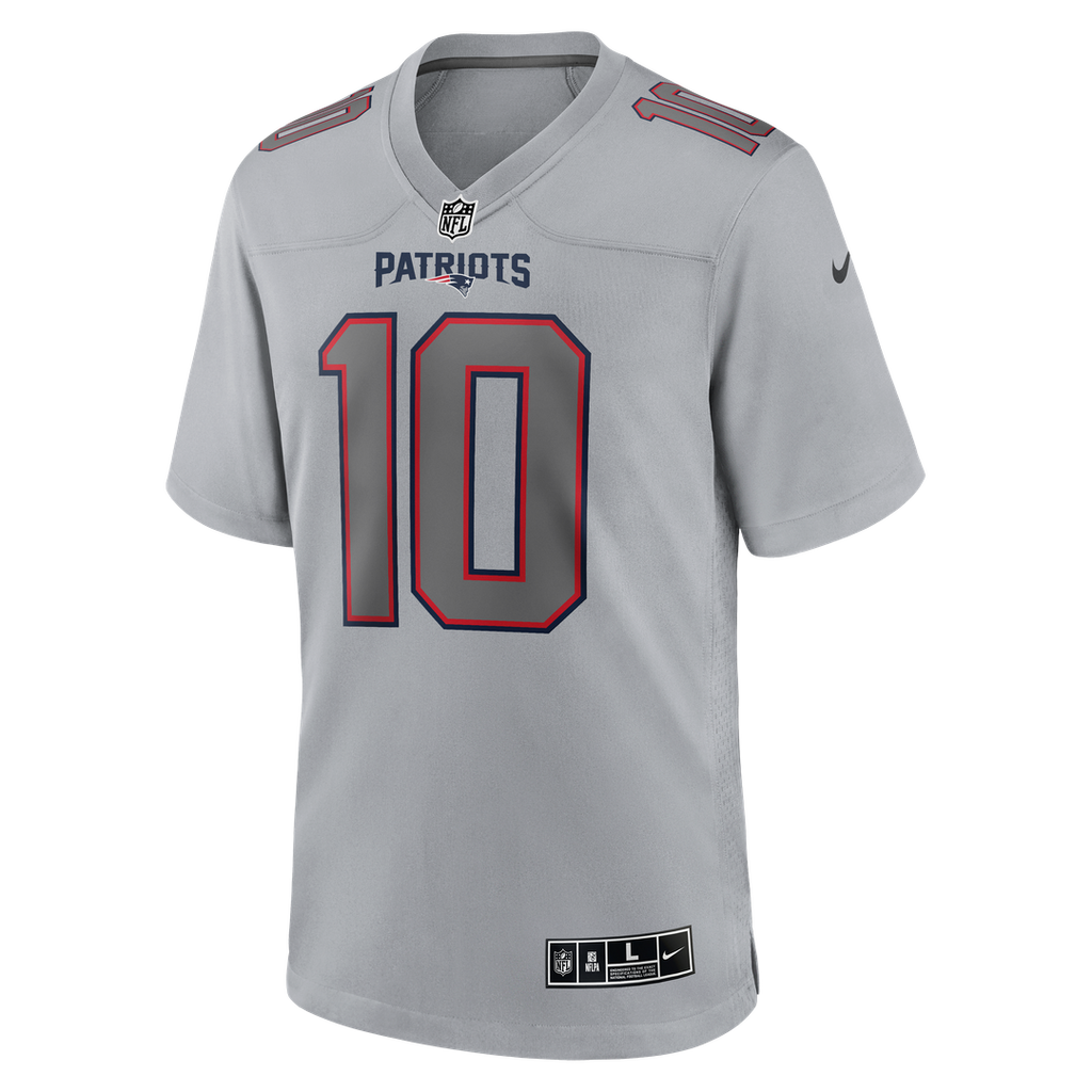 Men's New England Patriots Drake Maye Nike Gray Atmosphere Fashion Game Jersey