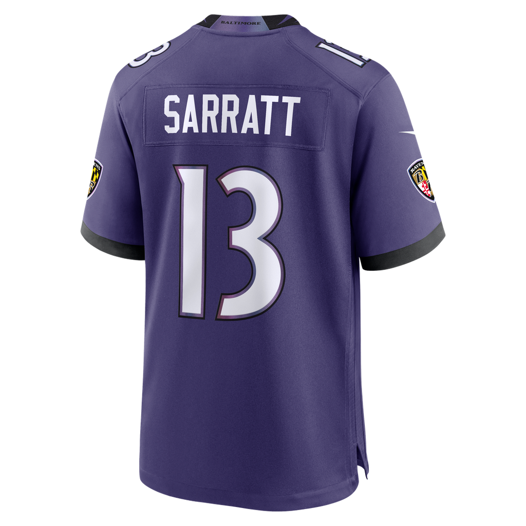 Men's Baltimore Ravens Elijah Sarratt Nike Purple Team Game Jersey