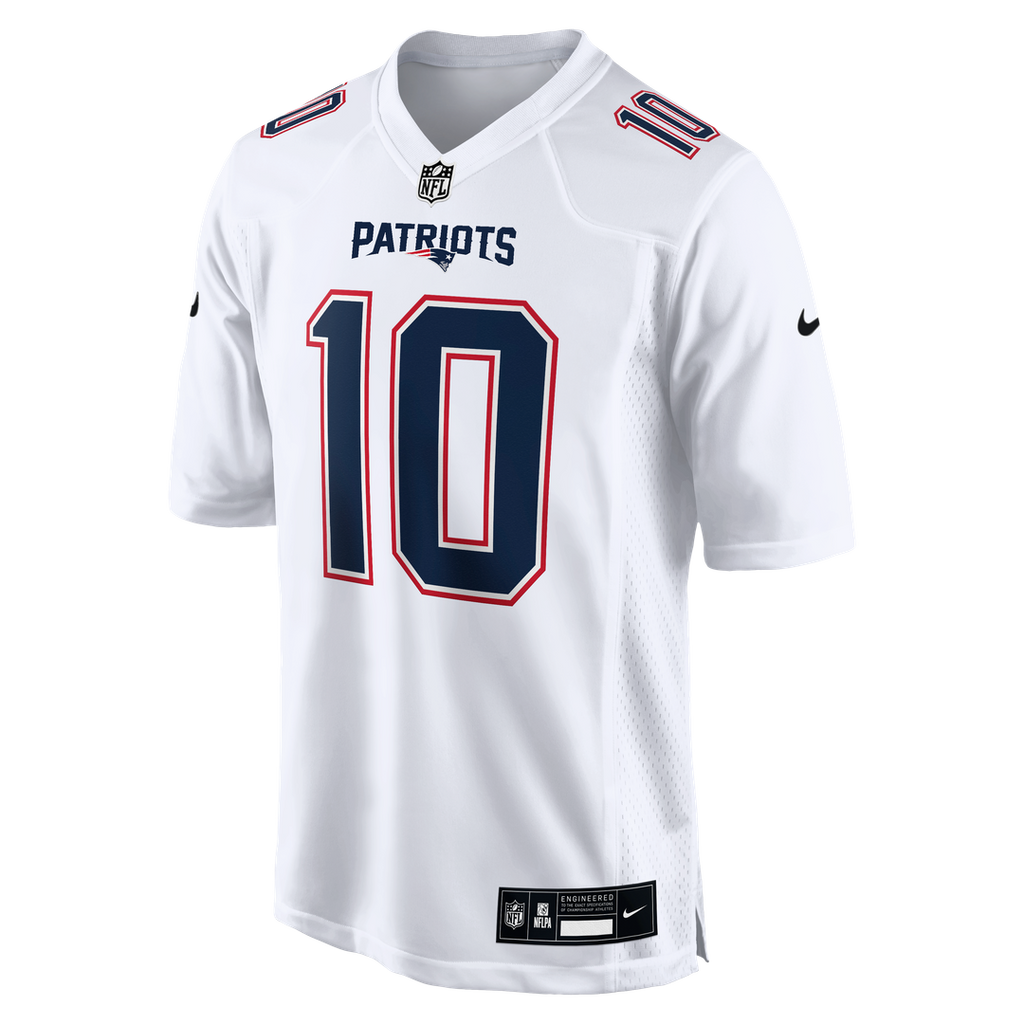 Men's New England Patriots Drake Maye Nike Tundra White Game Jersey