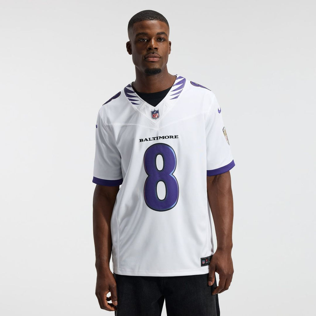 Men's Baltimore Ravens Lamar Jackson Nike White Vapor F.U.S.E. Stitched Limited Jersey