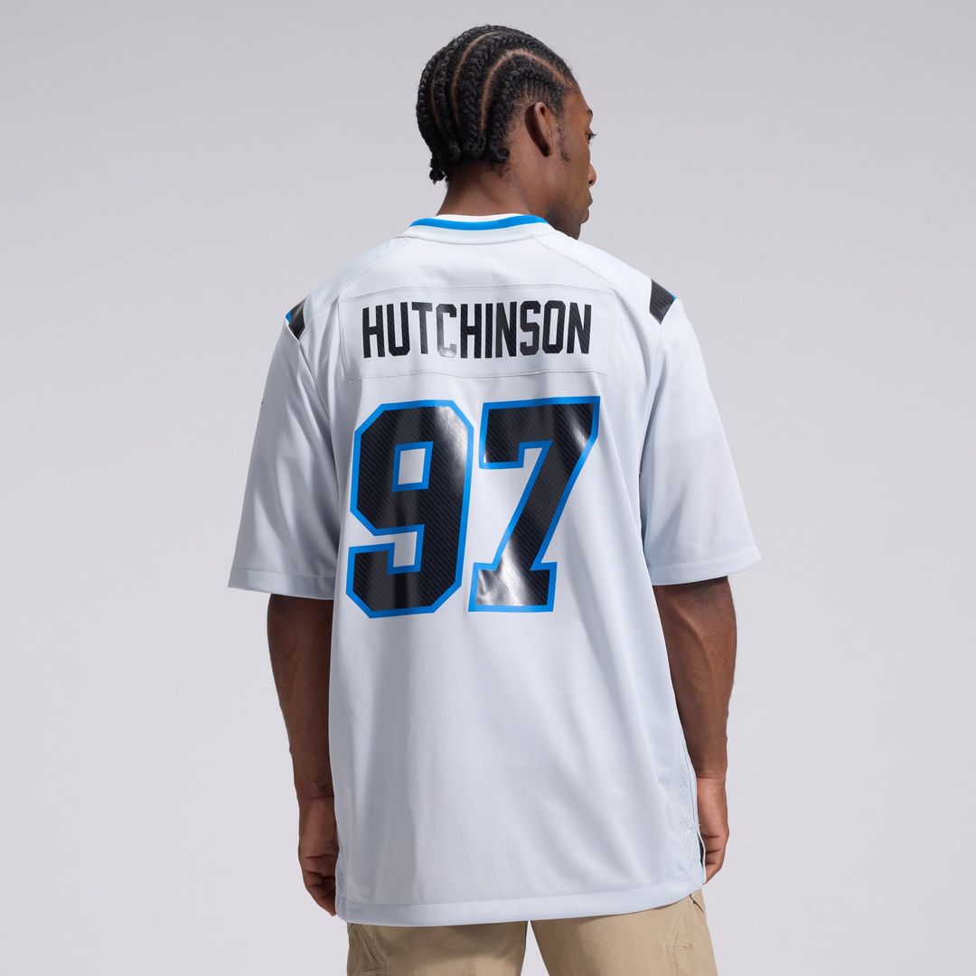 Men's Detroit Lions Aidan Hutchinson Nike Silver 2026 Rivalries Collection Game Jersey