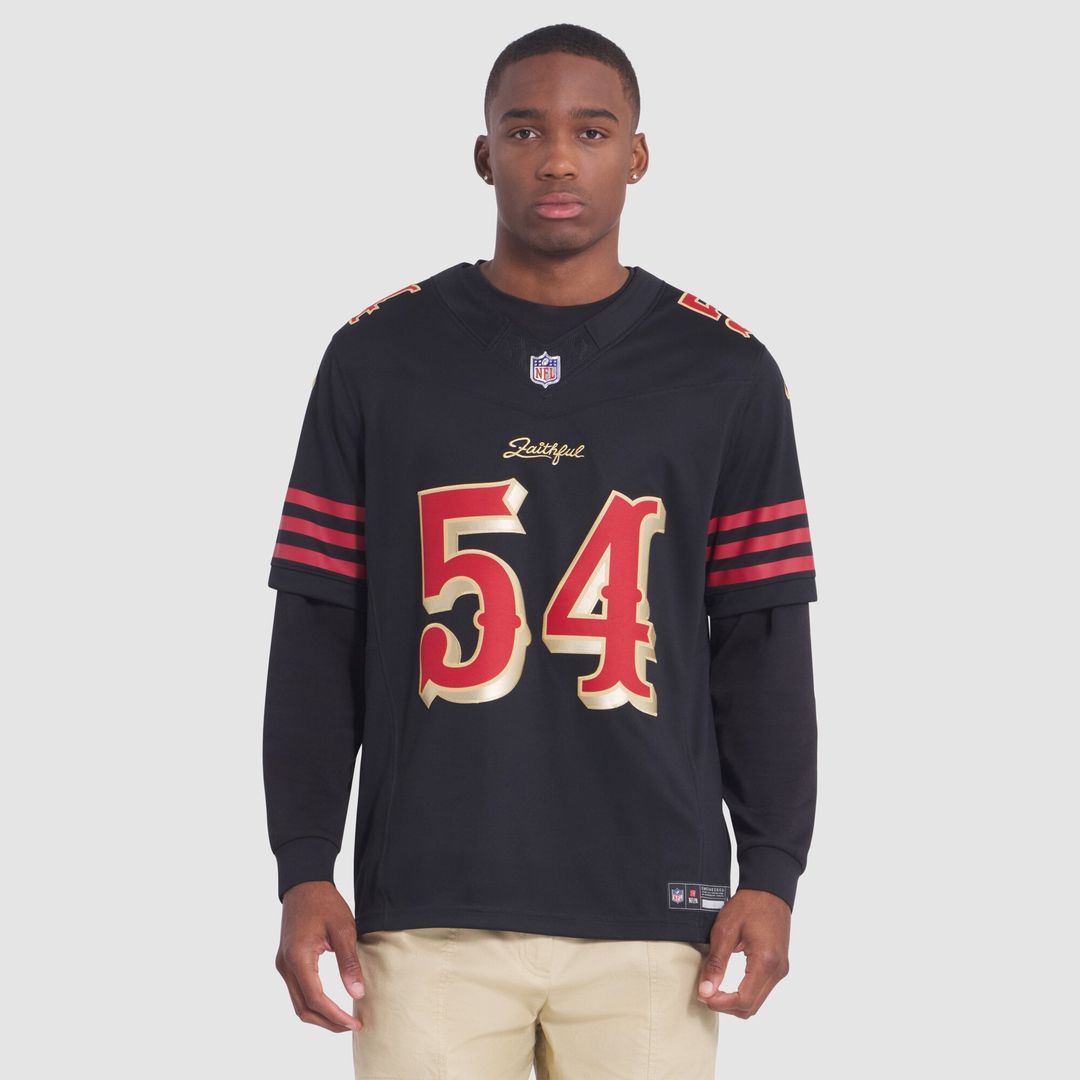 Men's San Francisco 49ers Fred Warner Nike Black Rivalries Collection Stitched Limited Jersey