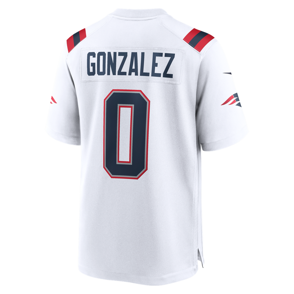 Men's New England Patriots Christian Gonzalez Nike White Game Jersey