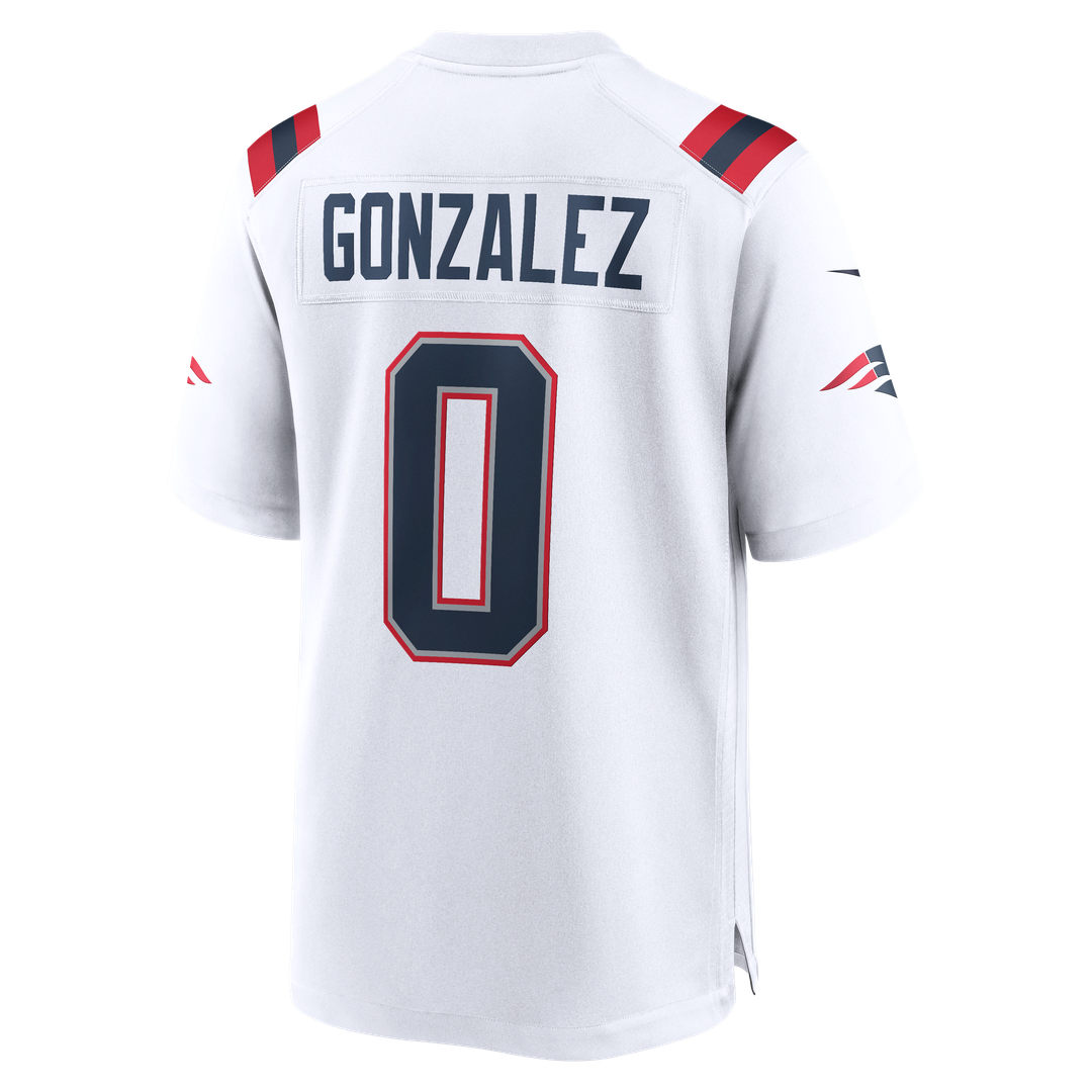 Men's New England Patriots Christian Gonzalez Nike White Game Jersey