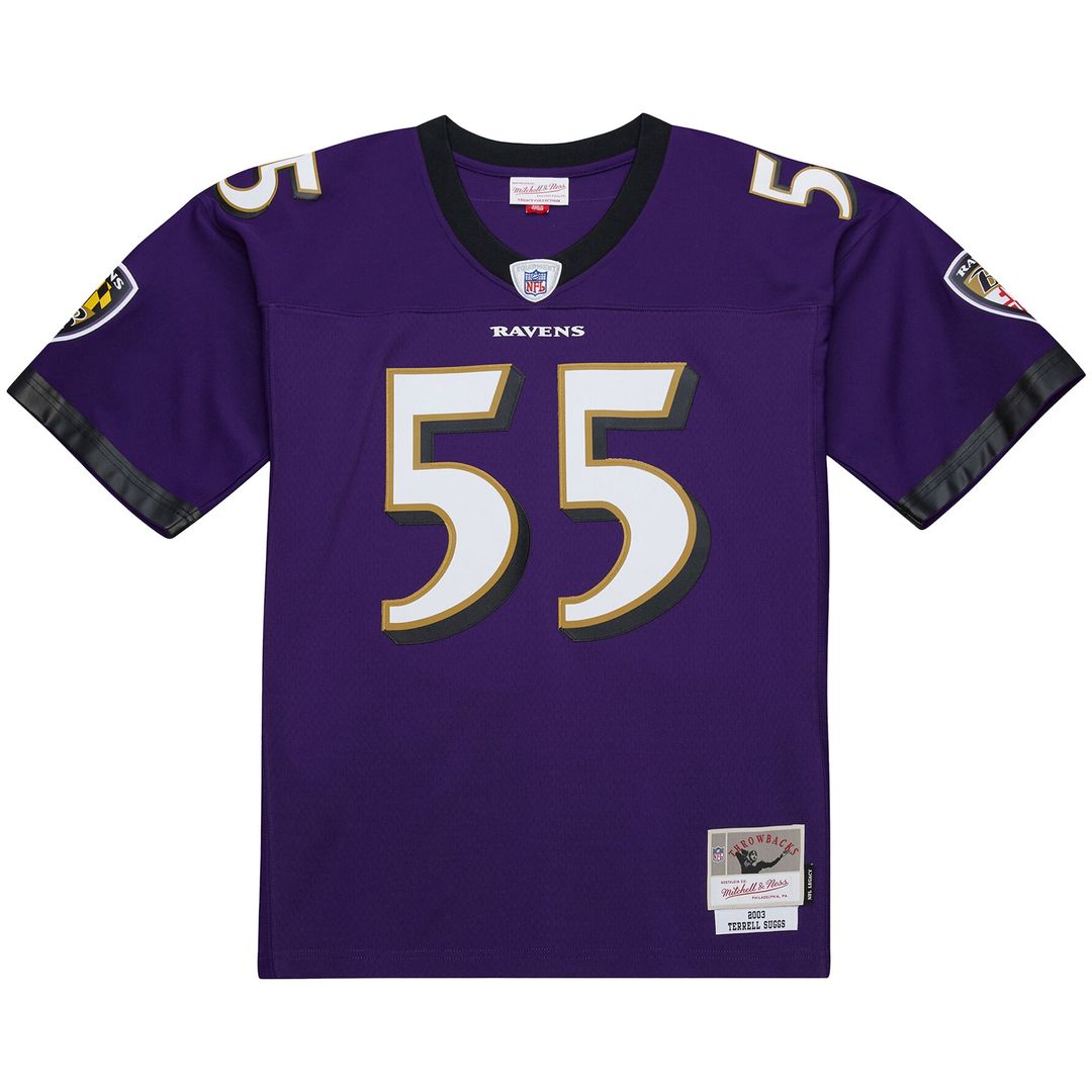 Men's Baltimore Ravens Terrell Suggs Mitchell & Ness White 2003 Legacy Replica Player Jersey