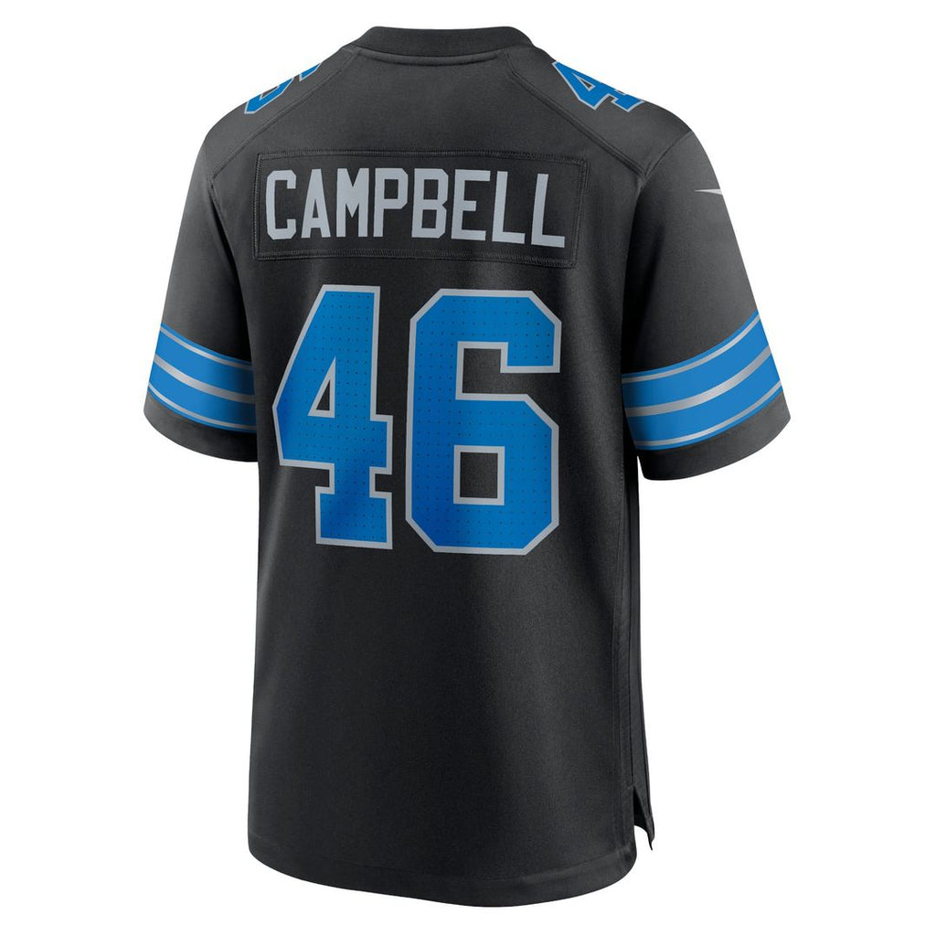 Men's Detroit Lions Jack Campbell Nike Black 2nd Alternate Game Jersey
