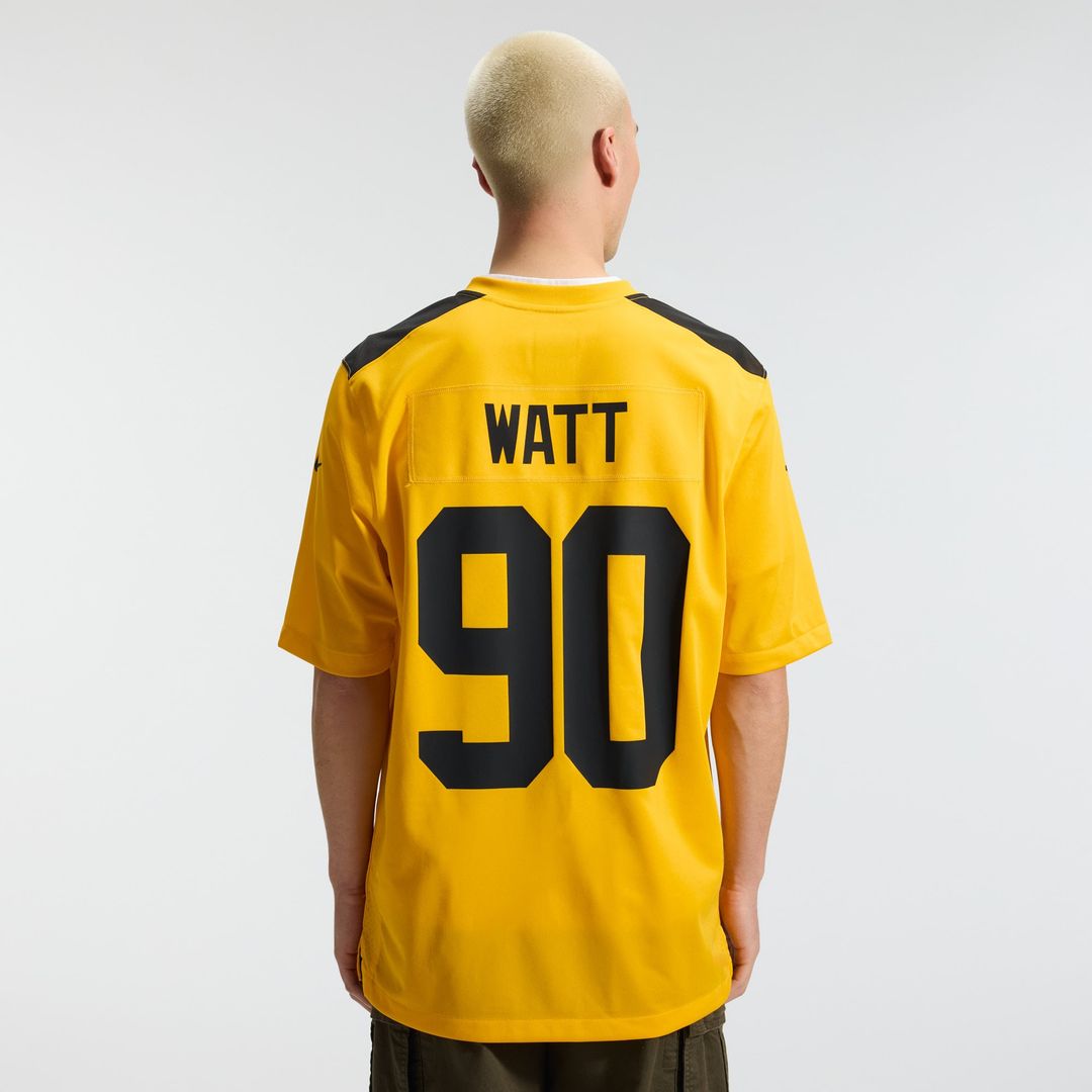 Men's Pittsburgh Steelers T.J. Watt Nike Gold Alternate 1933 Throwback Game Jersey