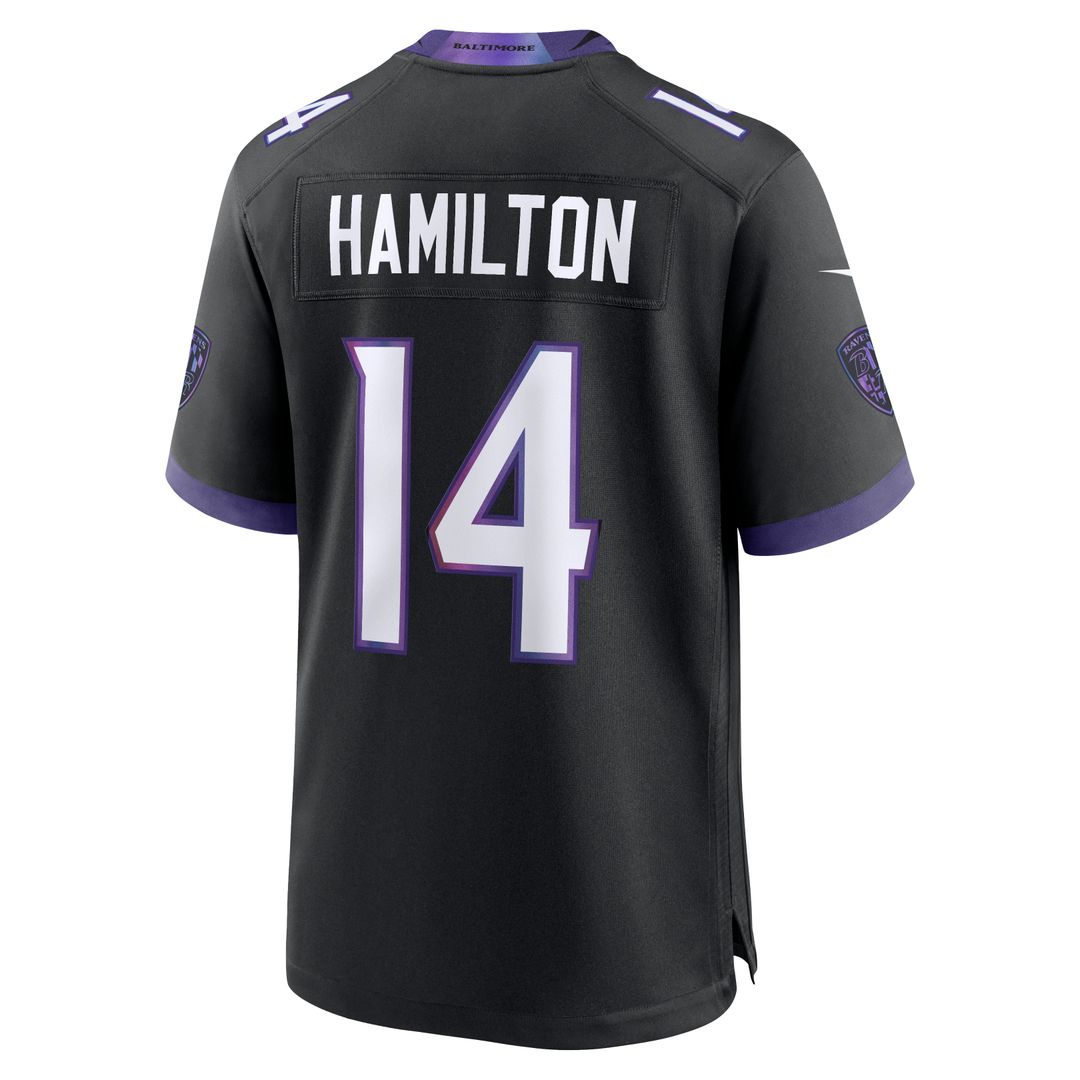 Men's Baltimore Ravens Kyle Hamilton Nike Black Alternate Game Jersey