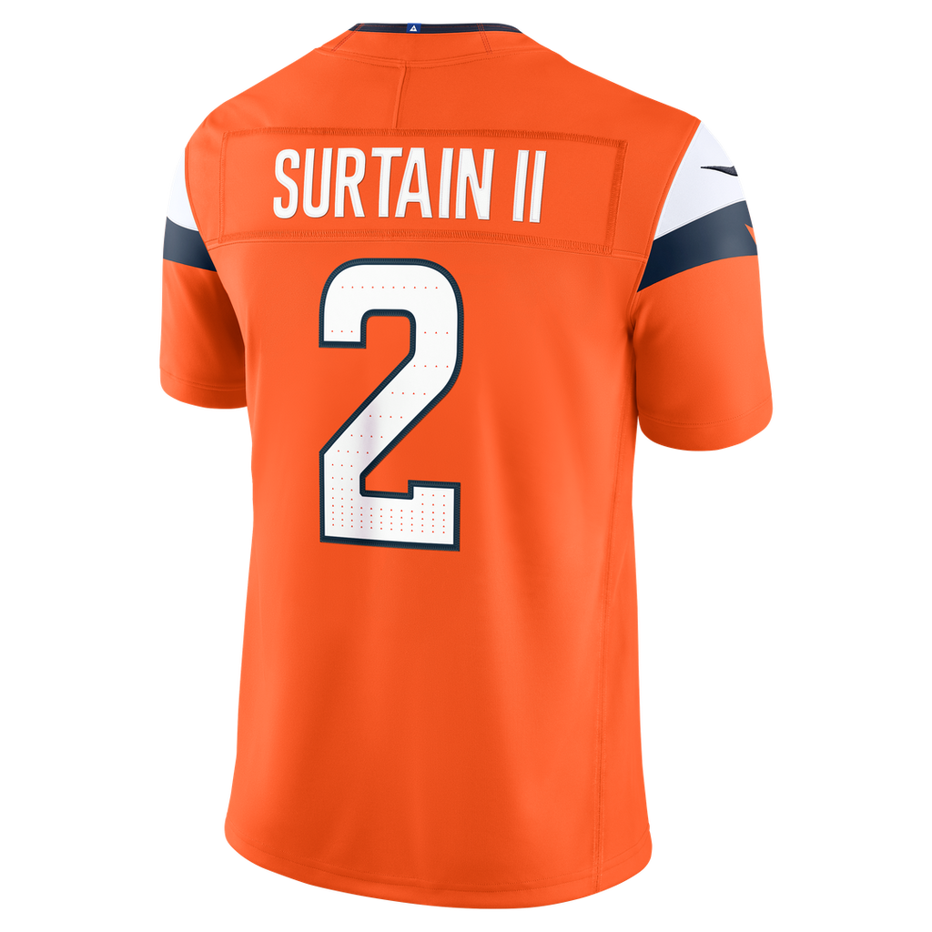 Men's Denver Broncos Pat Surtain II Nike White Vapor F.U.S.E. Stitched Limited Jersey