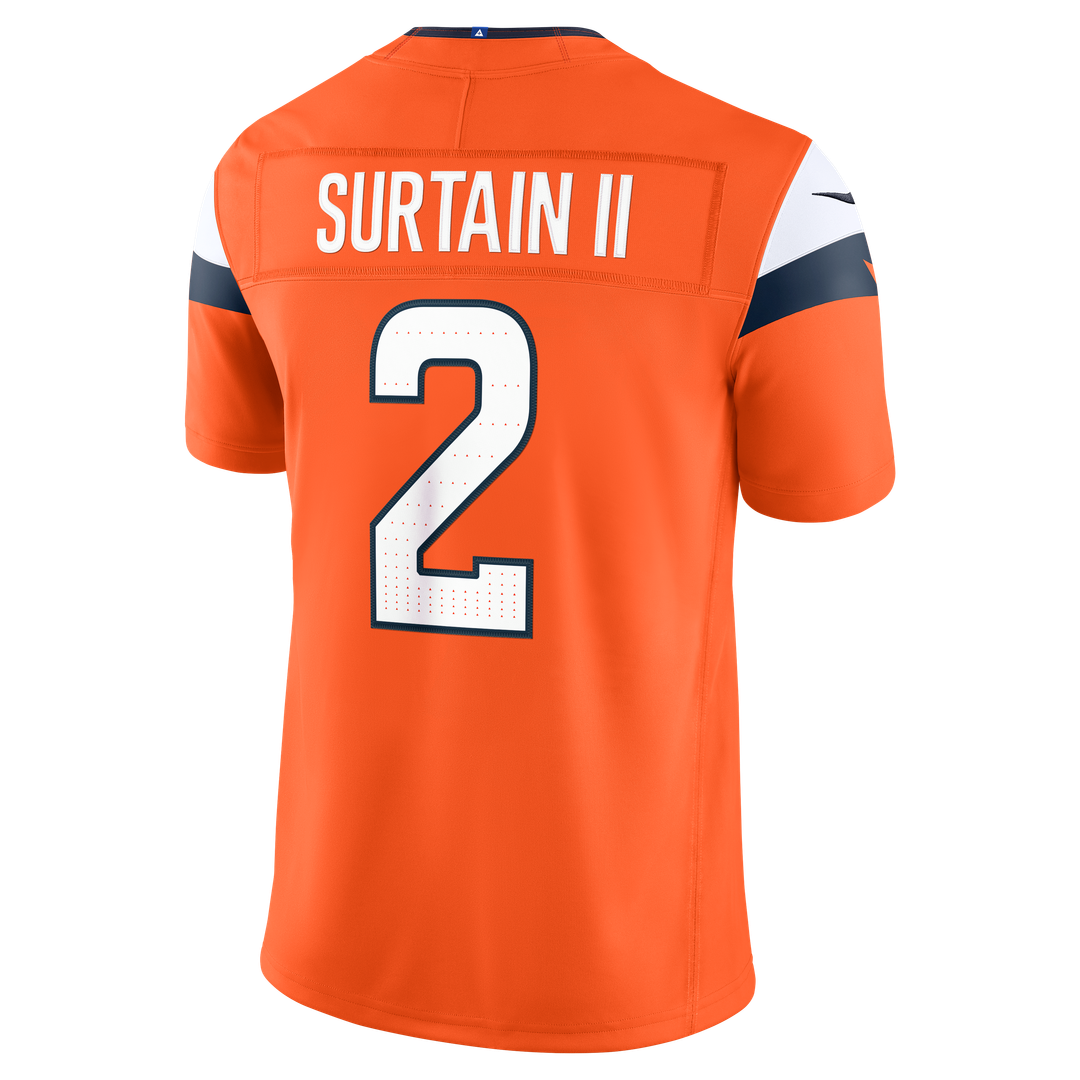 Men's Denver Broncos Pat Surtain II Nike White Vapor F.U.S.E. Stitched Limited Jersey