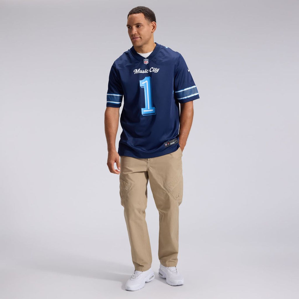 Men's Tennessee Titans Cameron Ward Nike Navy 2026 Rivalries Collection Game Jersey
